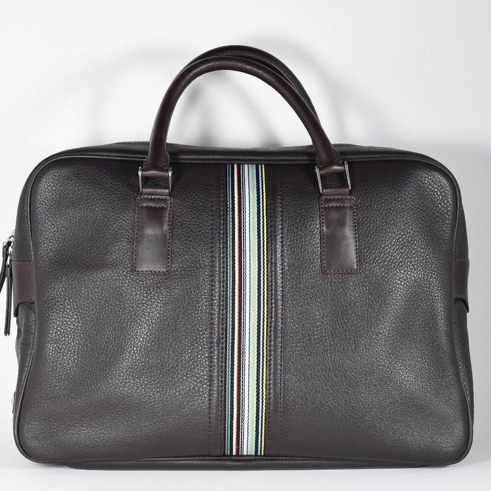 Paul Smith Mens Multi Stripe Holdall Bag Brown Leather Bag Excellent Condition